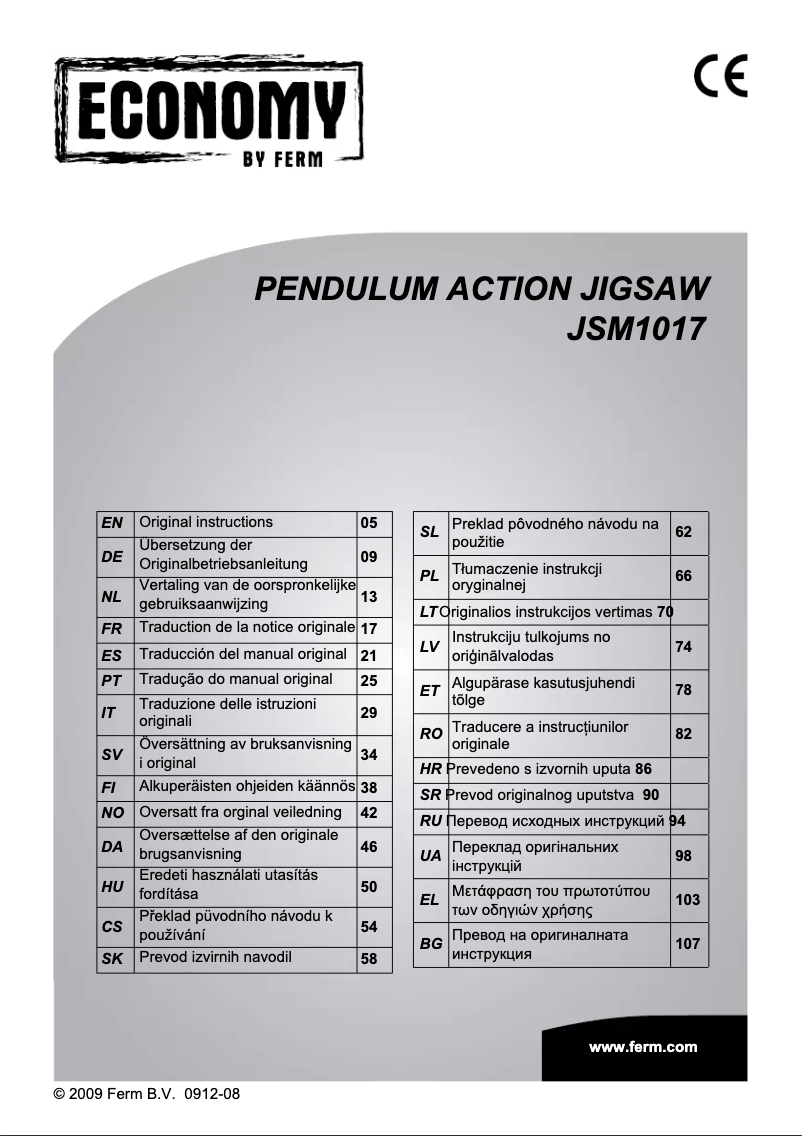 Page 1 de la notice Manuel utilisateur Ferm JSM1017