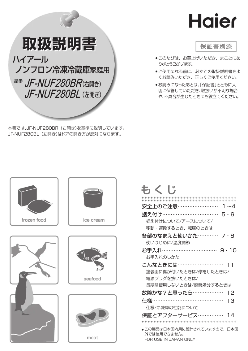 Página 1 del manual Manual de usuario Haier JF-NUF280BR