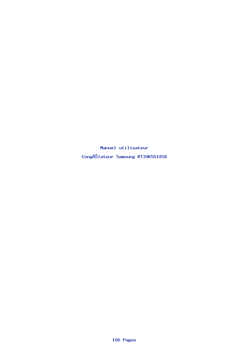 Page 1 de la notice Manuel utilisateur Samsung RT39K5518S8