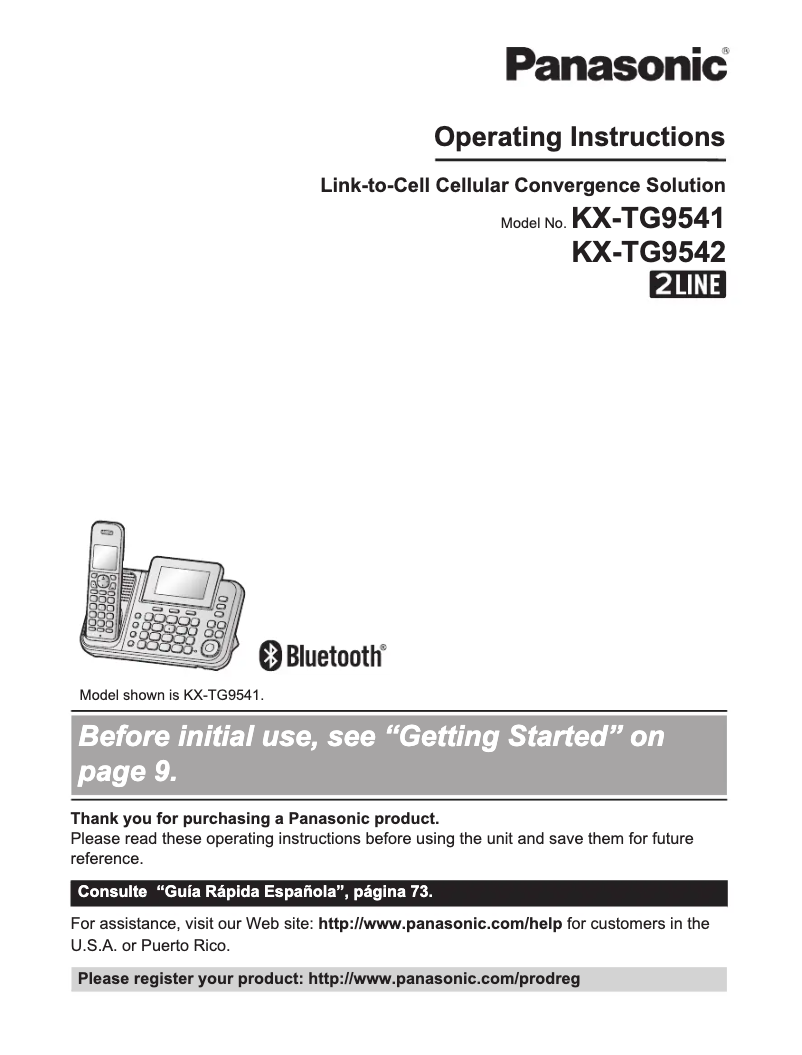 Imagen de la primera página del manual del dispositivo KX-TG9541B