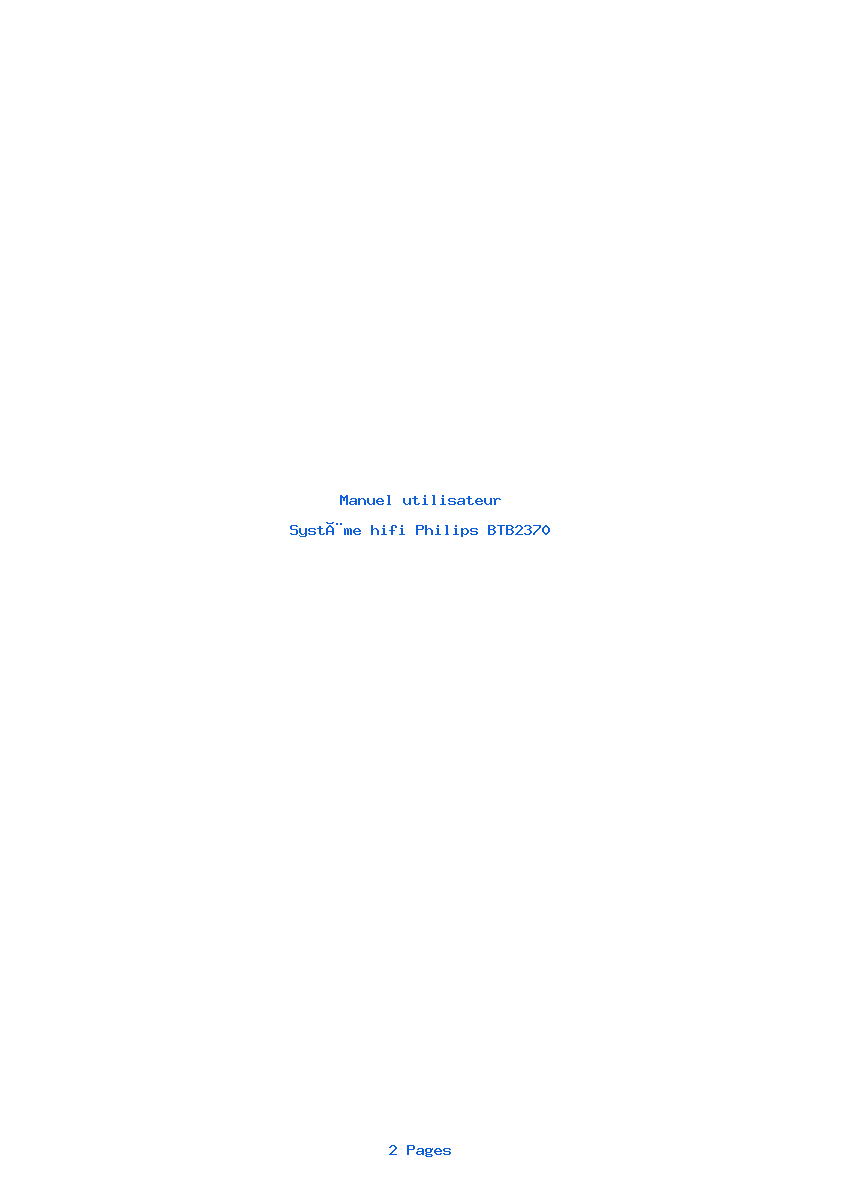 Page 1 de la notice Manuel utilisateur Philips BTB2370