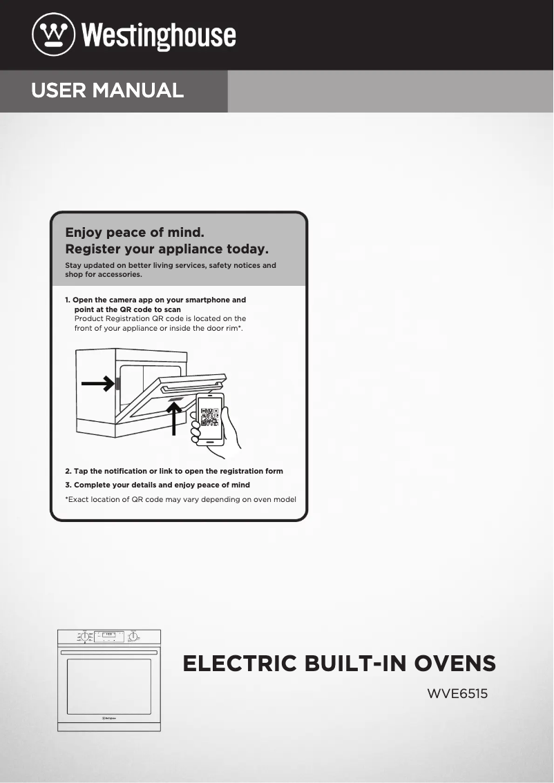 Page 1 de la notice Manuel utilisateur Westinghouse WVE6515SD