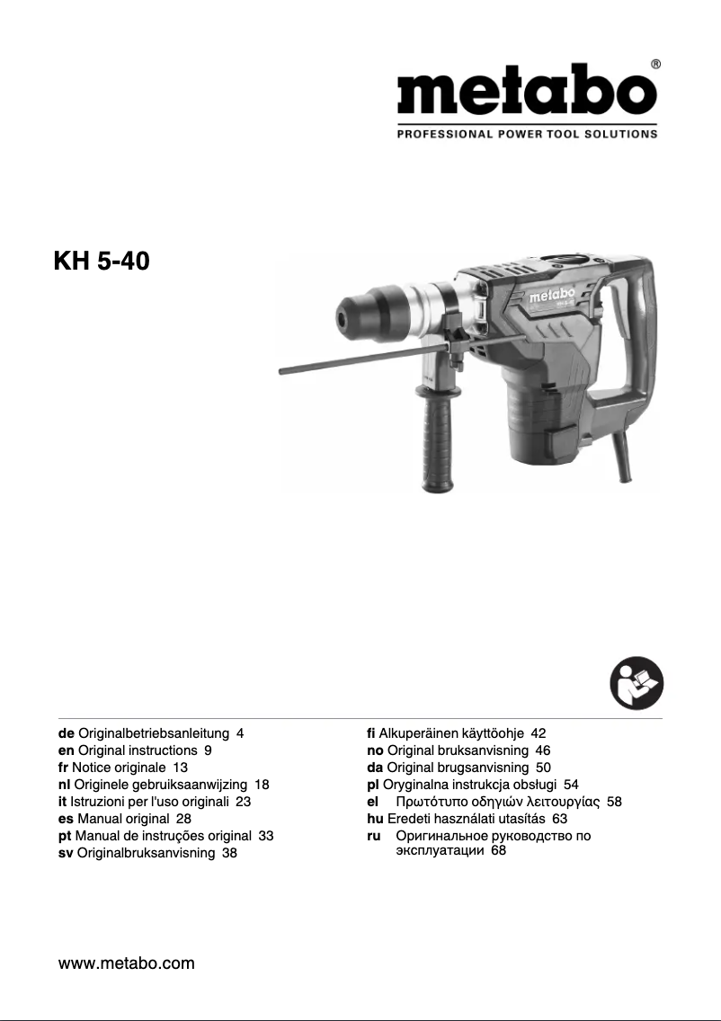 Page 1 de la notice Manuel utilisateur Metabo KH 5-40