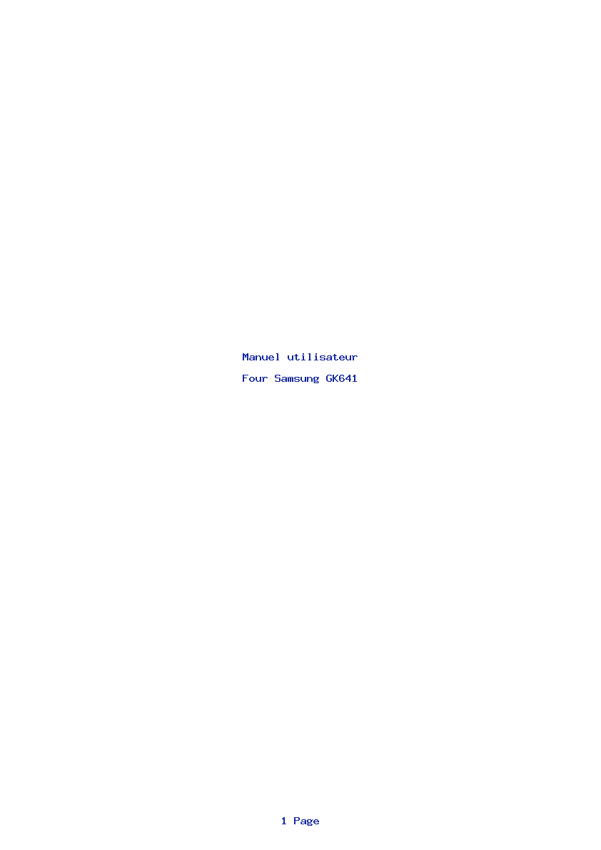 Page 1 de la notice Manuel utilisateur Samsung GK641