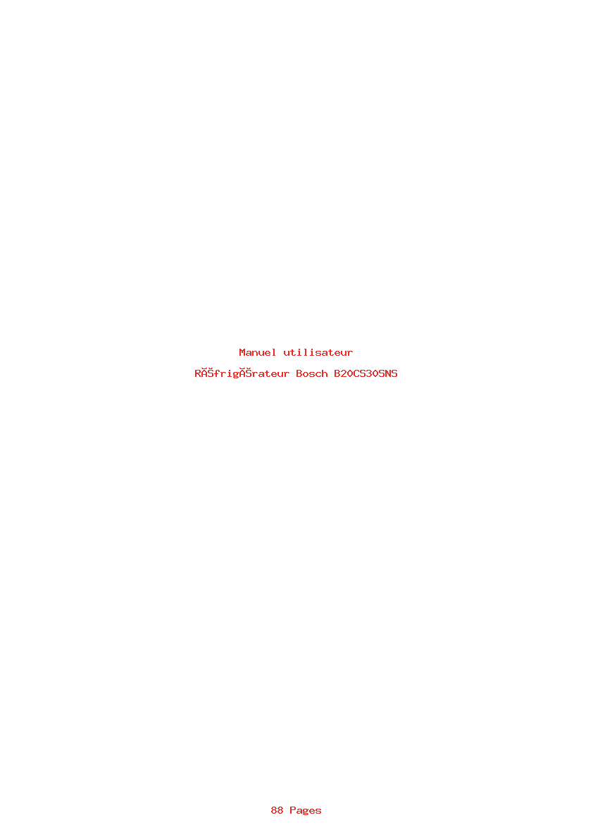 Page 1 de la notice Manuel utilisateur Bosch B20CS30SNS