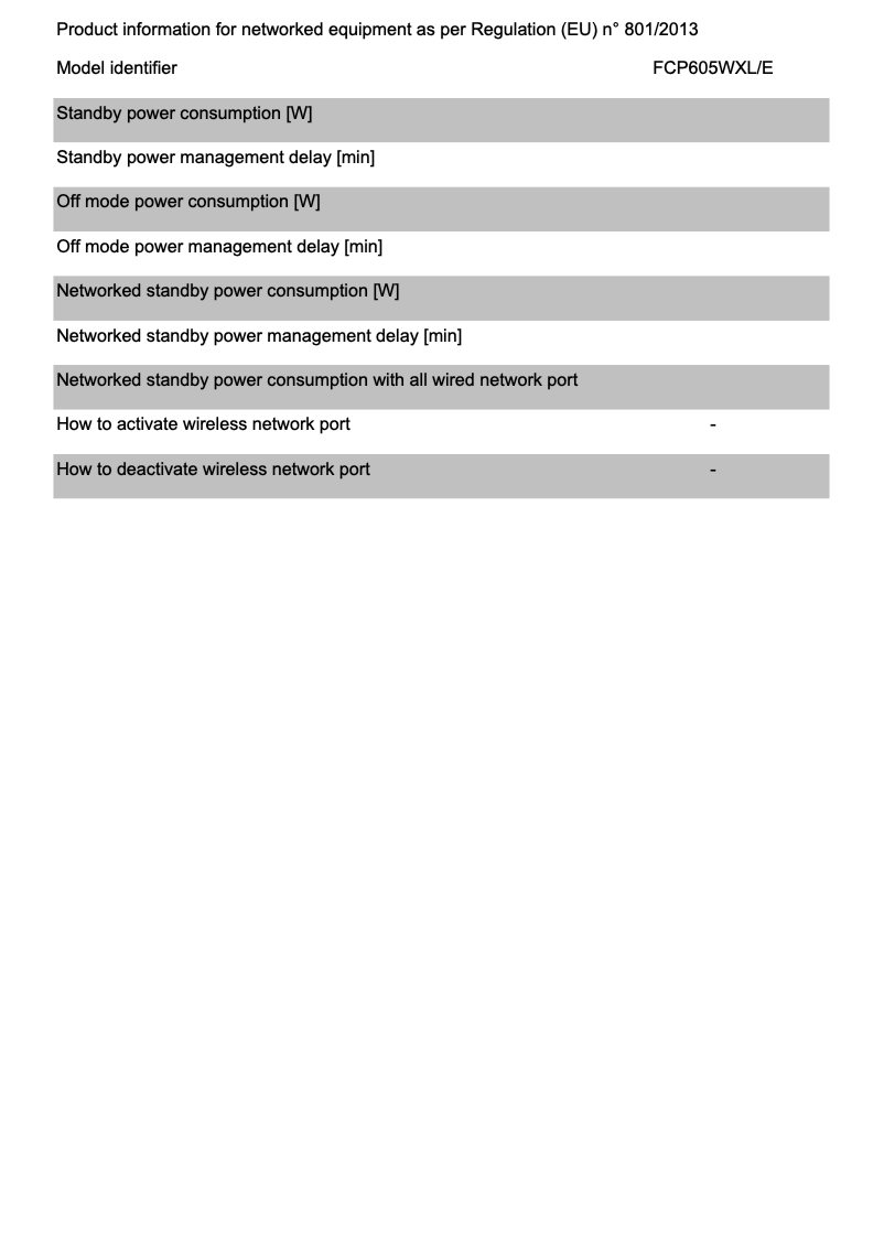 Página 1 del manual Ficha técnica Candy FCP605WXL