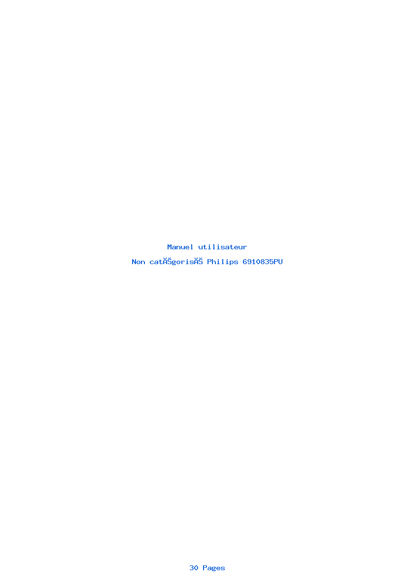 Page 1 de la notice Manuel utilisateur Philips 6910835PU
