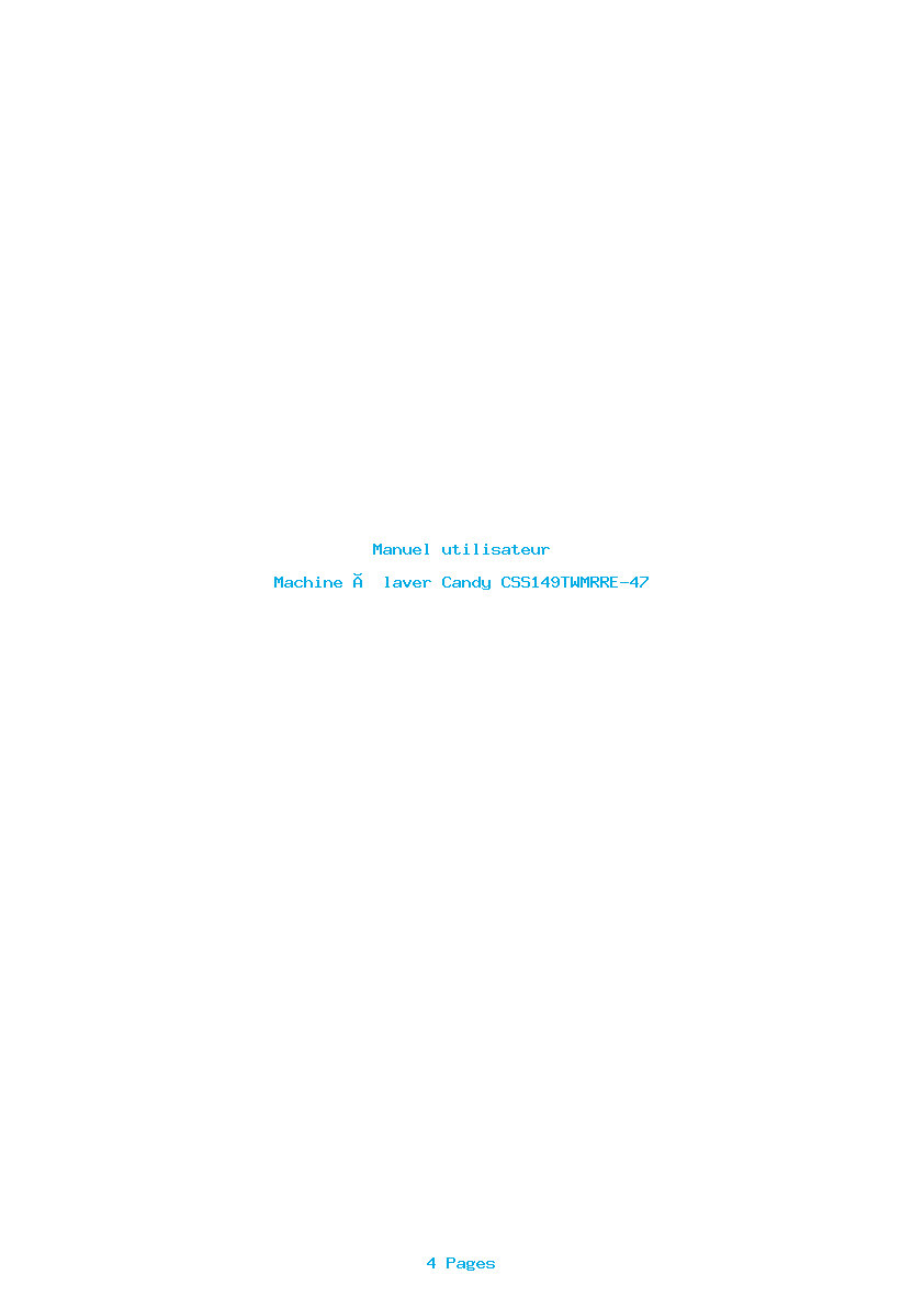 Page 1 de la notice Manuel utilisateur Candy CSS149TWMRRE-47