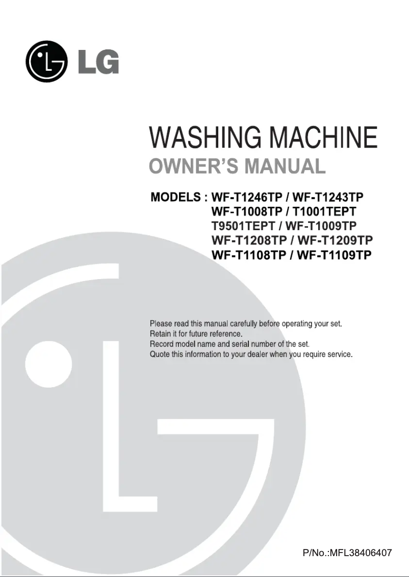 Page 1 de la notice Manuel utilisateur LG WF-T1109TP