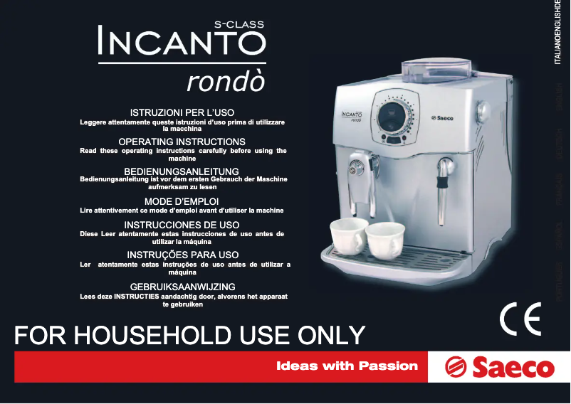 Page 1 of the manual User Manual Philips Saeco Incanto Rondo S-Class