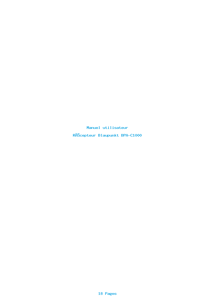 Page 1 de la notice Manuel utilisateur Blaupunkt BPA-C1000