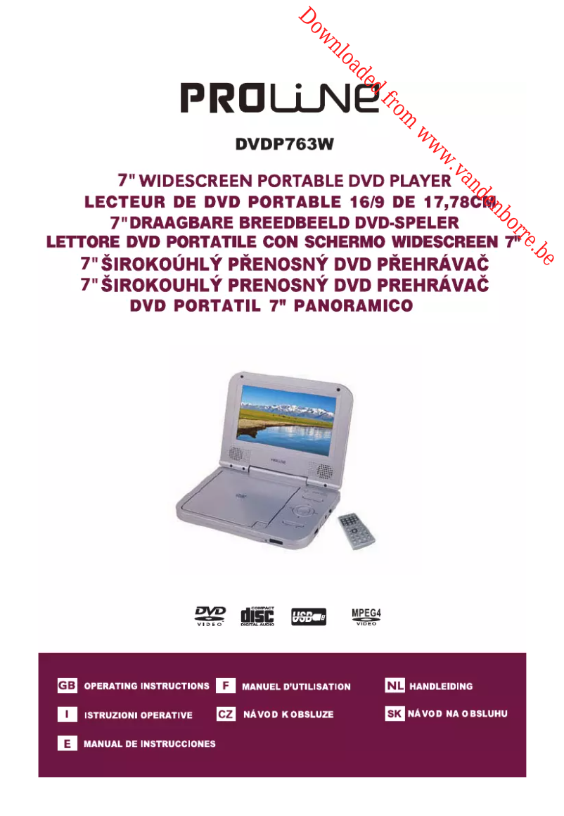 Page 1 de la notice Manuel utilisateur Proline DVDP763W