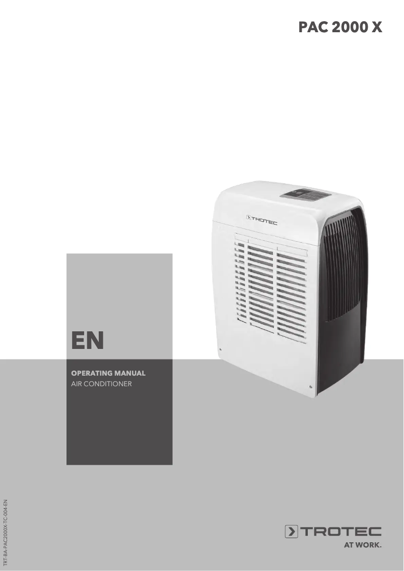 Page 1 de la notice Manuel utilisateur Trotec PAC 2000 X