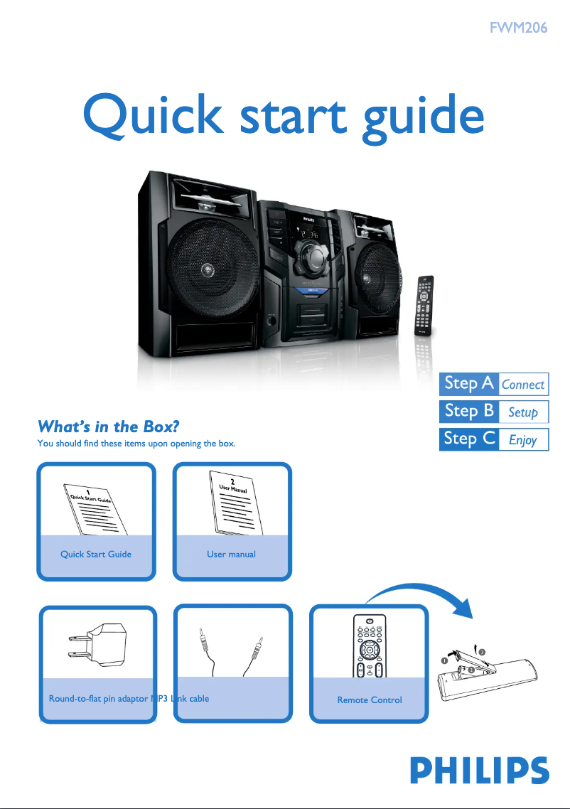 Page n°1 - Guide de démarrage rapide Philips FWM206