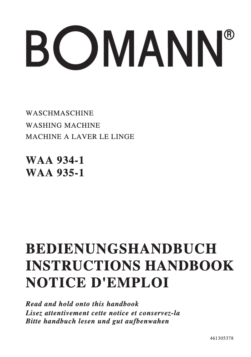 Página 1 del manual Manual de usuario Bomann WAA 935-1