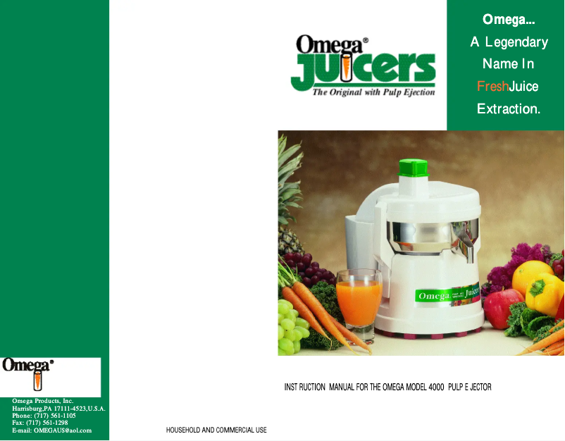 Page 1 of the manual User Manual Omega J4000