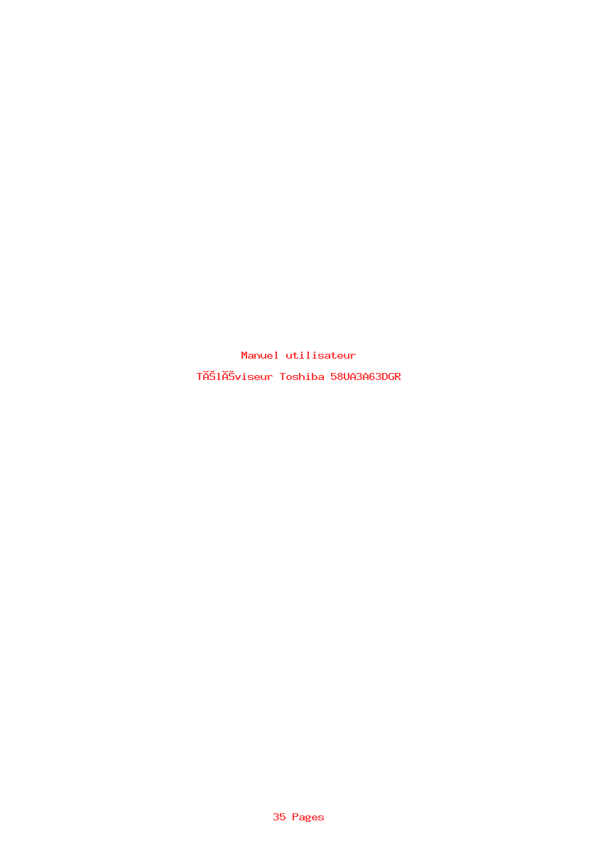 Page 1 de la notice Manuel utilisateur Toshiba 58UA3A63DGR