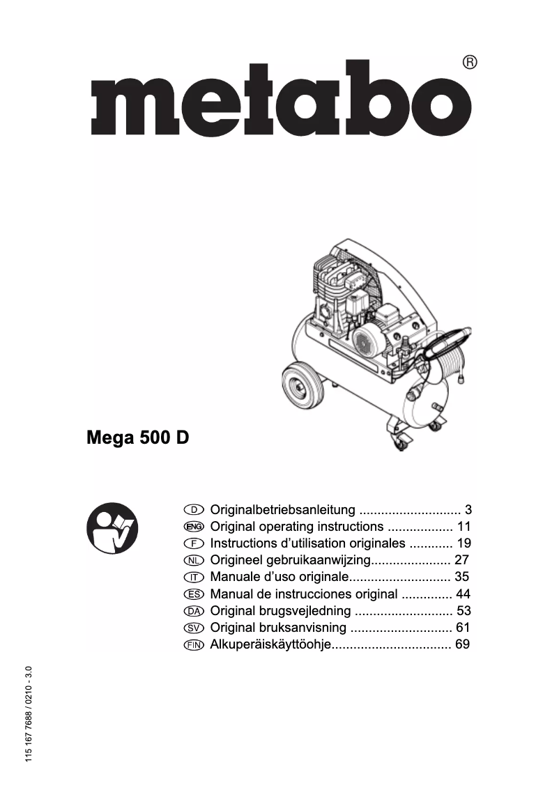 Page 1 of the manual User Manual Metabo MEGA 500 D