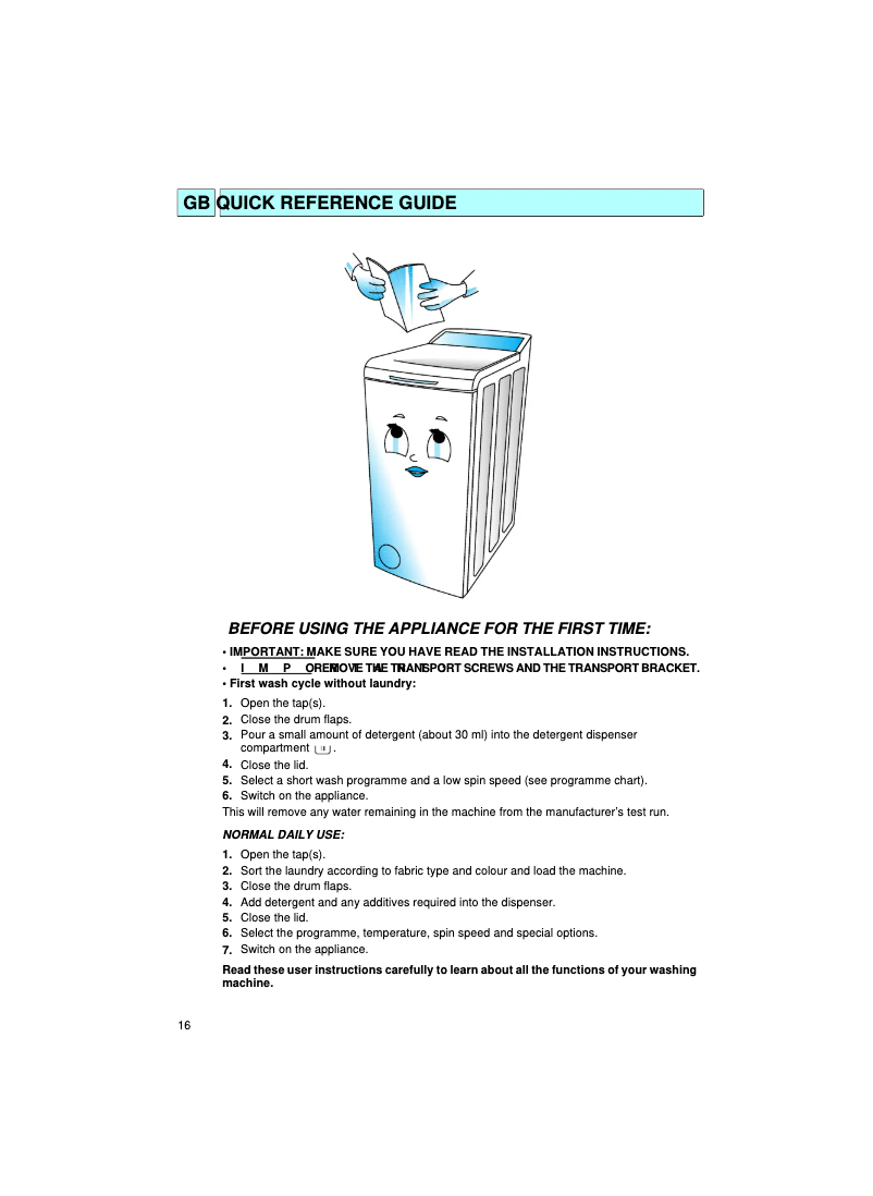 Página 1 del manual Manual de usuario Whirlpool AWT 2151