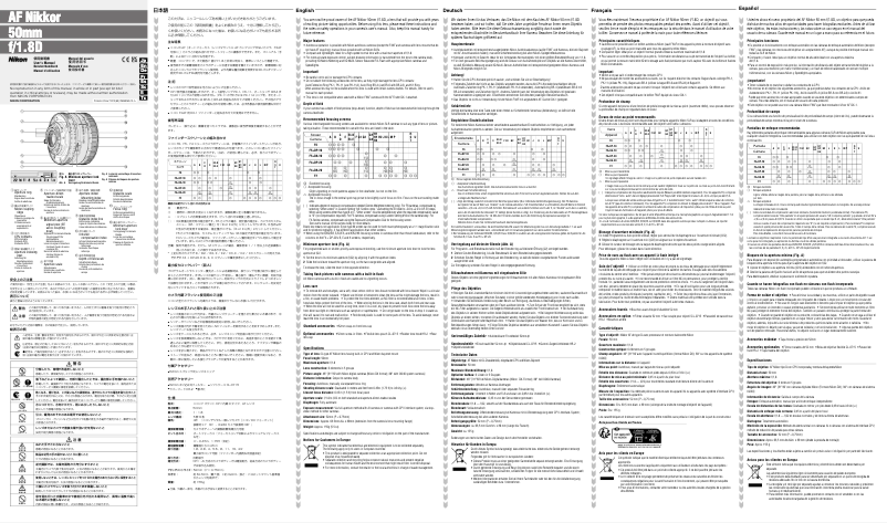 Page 1 de la notice Manuel utilisateur Nikon Nikkor AF 50mm f/1.8D