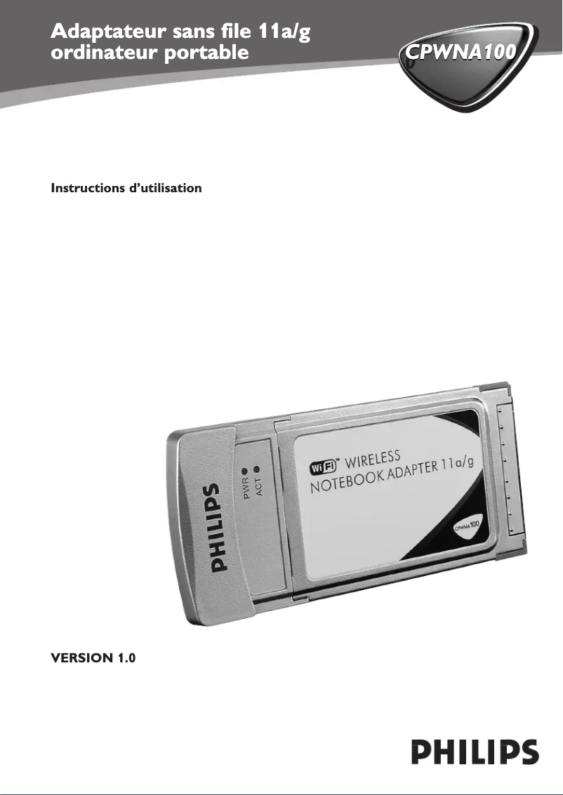 Page 1 de la notice Manuel utilisateur Philips CPWNA100