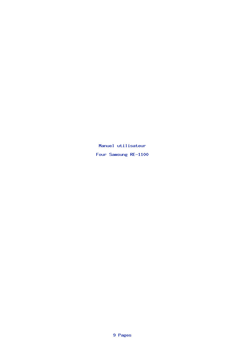 Page 1 de la notice Manuel utilisateur Samsung RE-1100