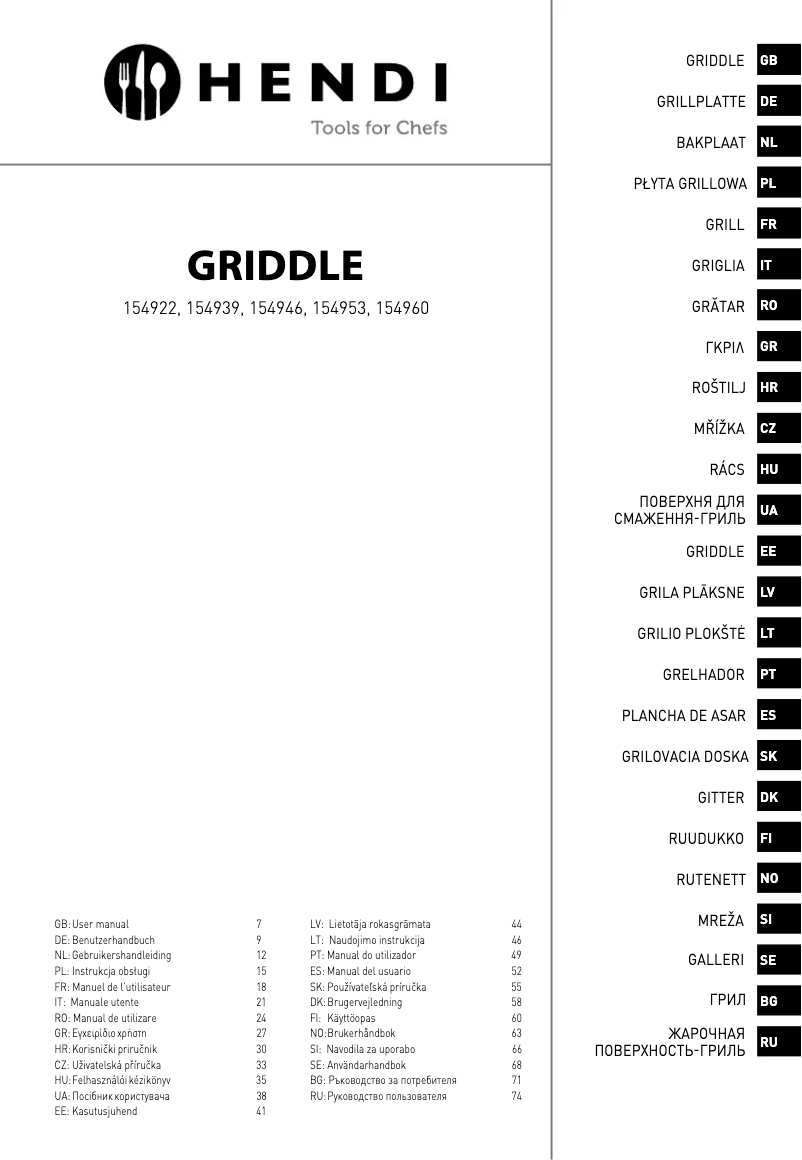 Page 1 of the manual User Manual Hendi 154960