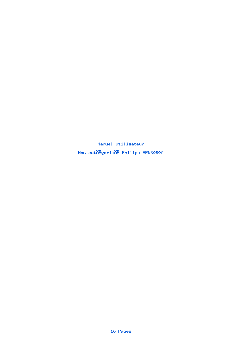 Page 1 de la notice Manuel utilisateur Philips SPN3080A