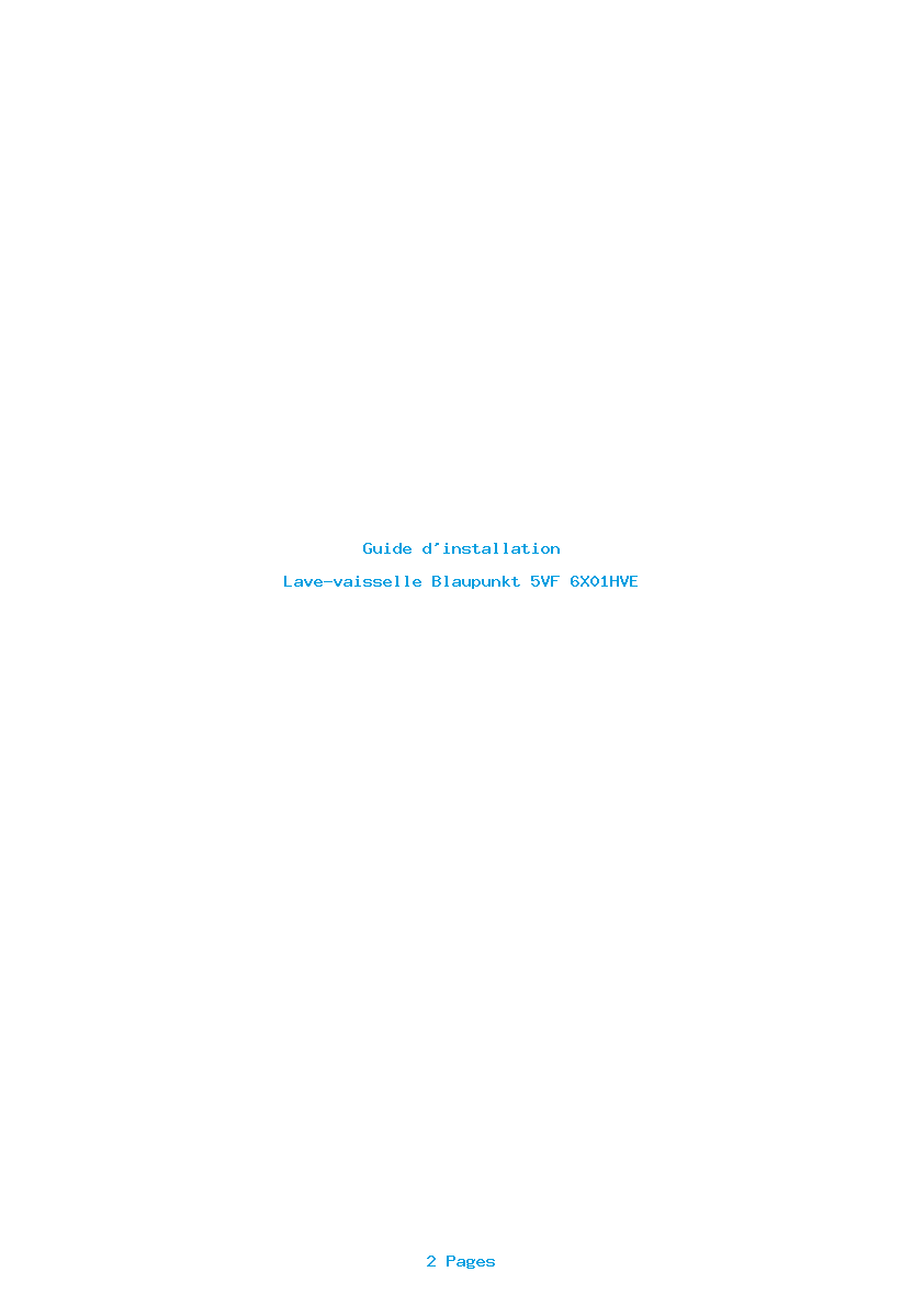 Page 1 de la notice Guide d'installation Blaupunkt 5VF 6X01HVE