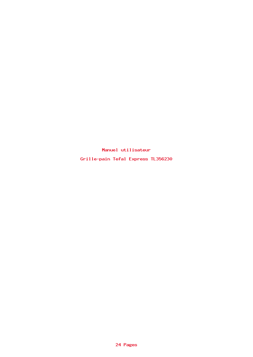 Page 1 de la notice Manuel utilisateur Tefal Express TL356230