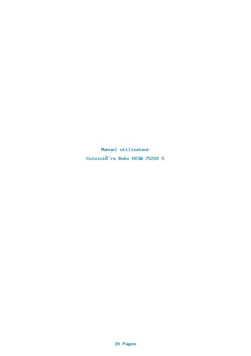 Page 1 de la notice Manuel utilisateur Beko HISW 75220 S
