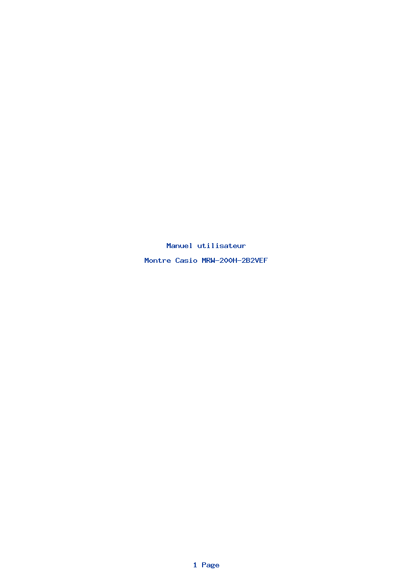 Page 1 de la notice Manuel utilisateur Casio MRW-200H-2B2VEF