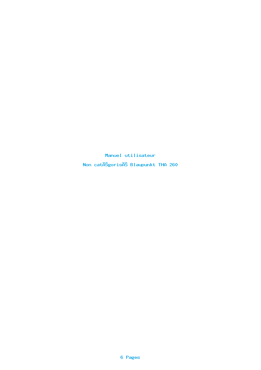 Page 1 de la notice Manuel utilisateur Blaupunkt THA 260