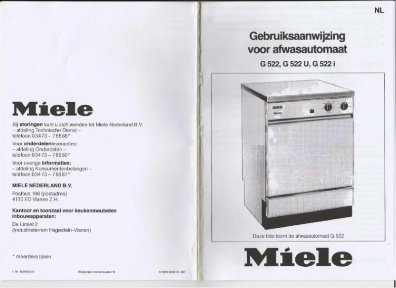 Page 1 de la notice Manuel utilisateur Miele G 522