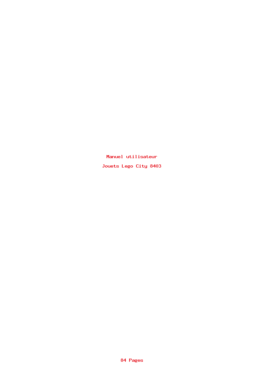 Page 1 de la notice Manuel utilisateur Lego City 8403
