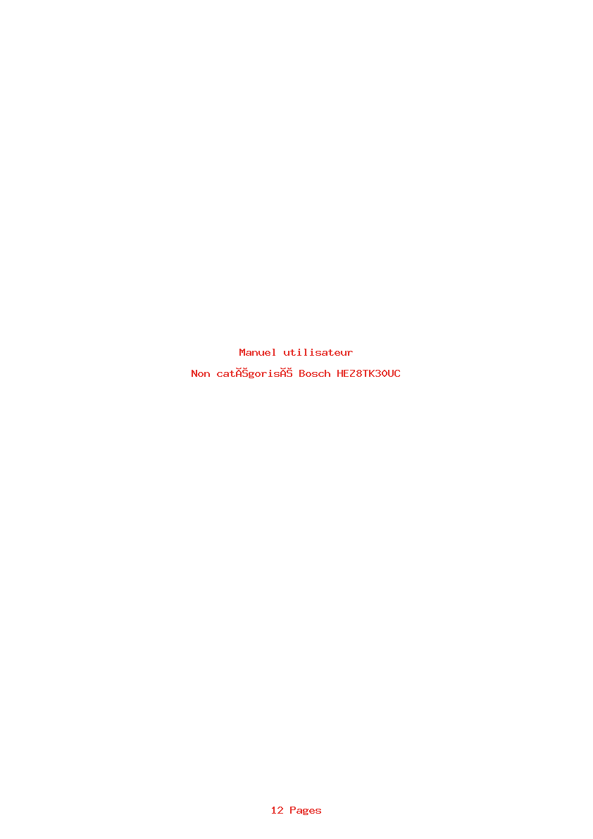Page 1 de la notice Manuel utilisateur Bosch HEZ8TK30UC