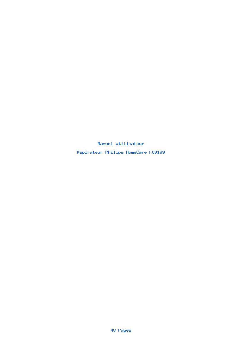 Page 1 de la notice Manuel utilisateur Philips HomeCare FC8189