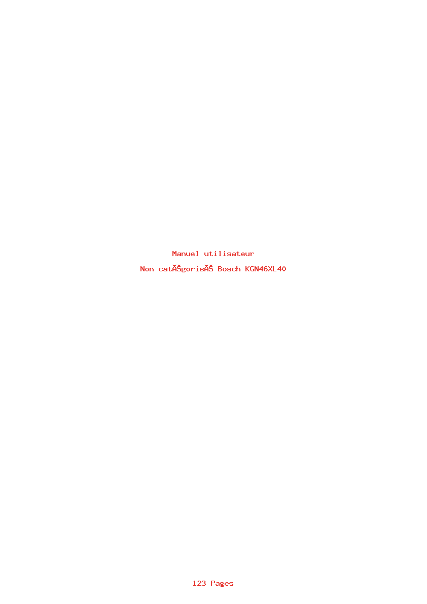 Page 1 de la notice Manuel utilisateur Bosch KGN46XL40