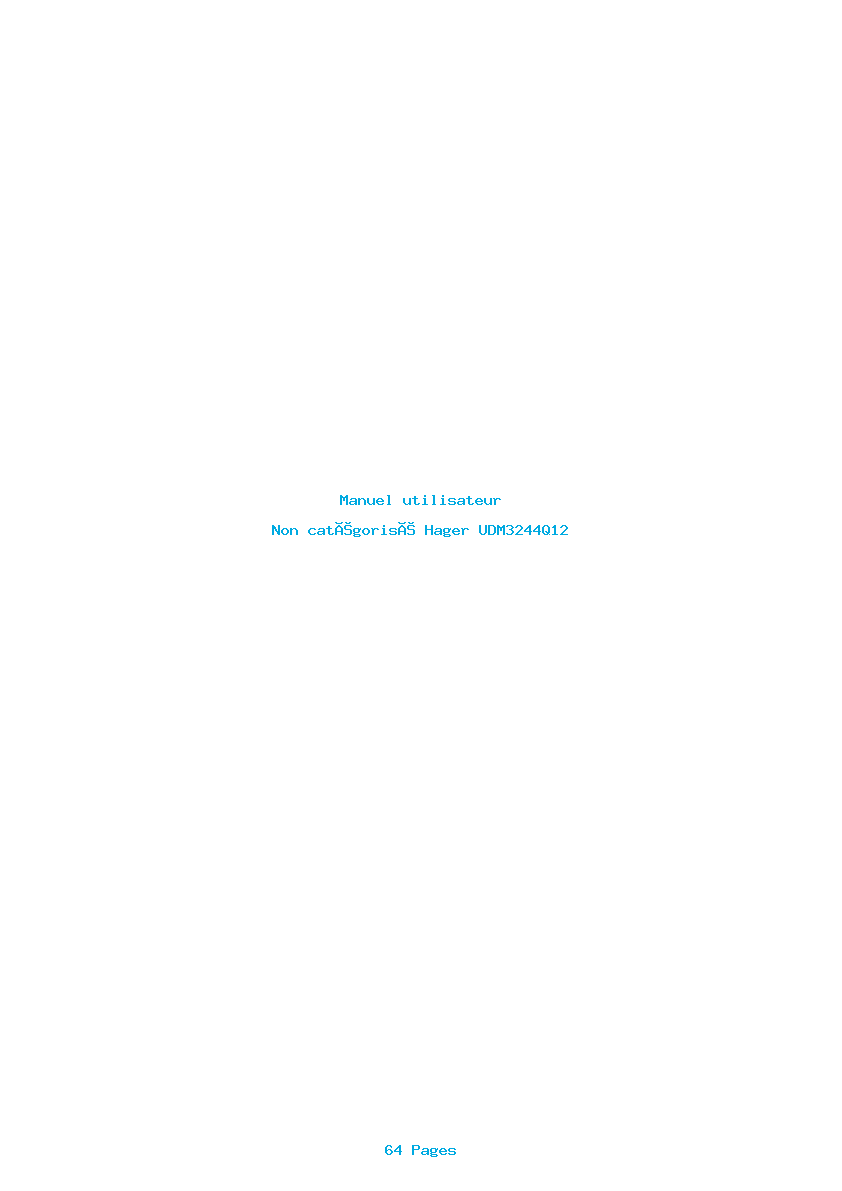 Page 1 de la notice Manuel utilisateur Hager UDM3244Q12