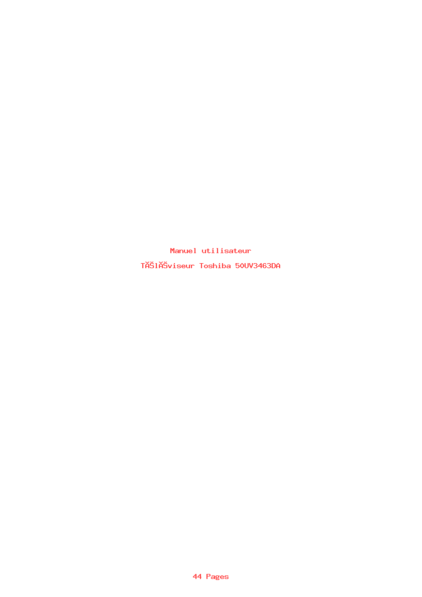 Page 1 de la notice Manuel utilisateur Toshiba 50UV3463DA