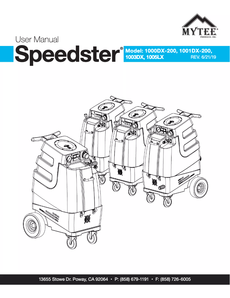 Page 1 de la notice Manuel utilisateur Mytee Speedster 1003DX