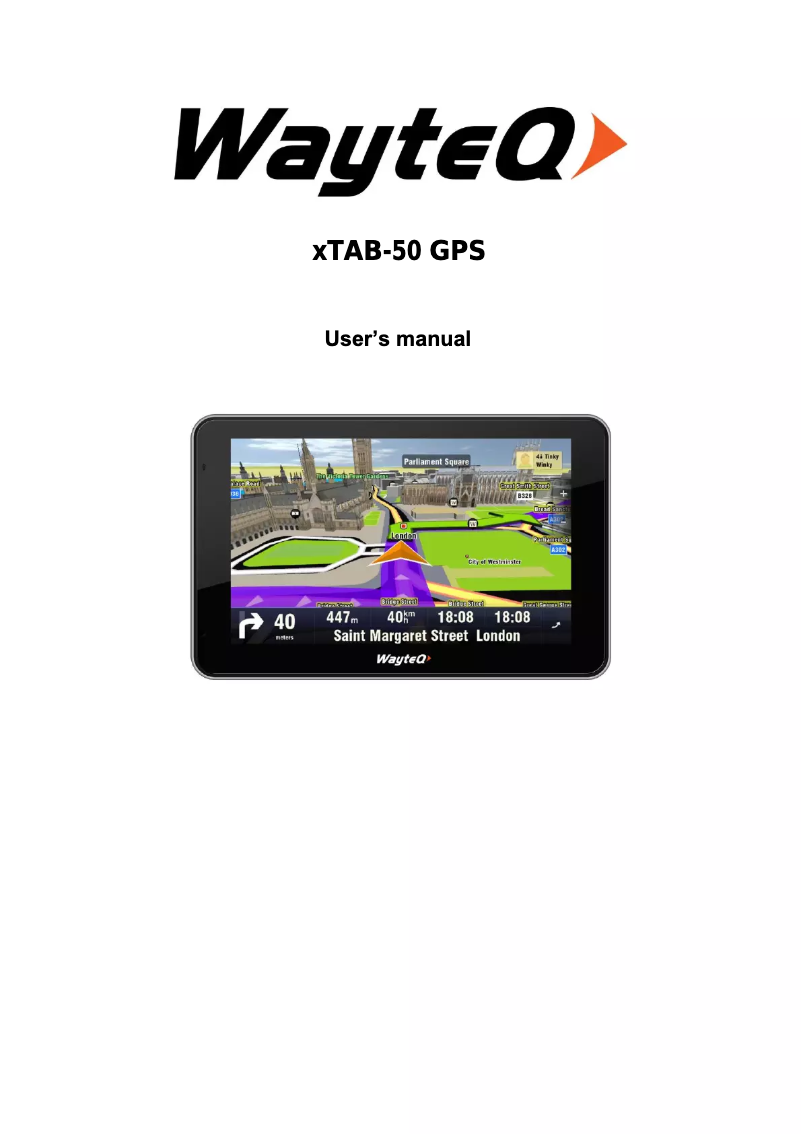 Page 1 de la notice Manuel utilisateur WayteQ XTab-50 GPS