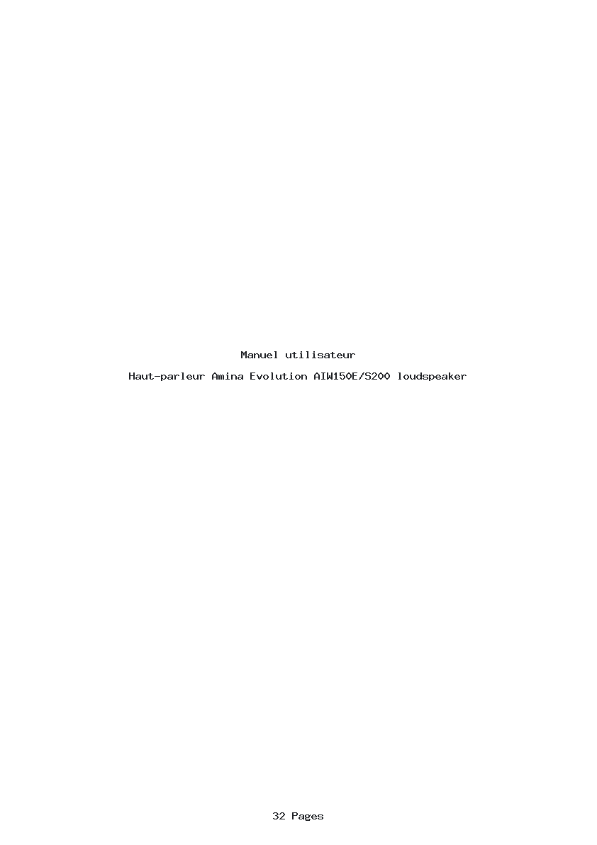 Page 1 de la notice Manuel utilisateur Amina Evolution AIW150E/S200 loudspeaker