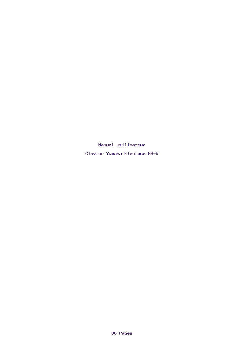 Page 1 de la notice Manuel utilisateur Yamaha Electone HS-5