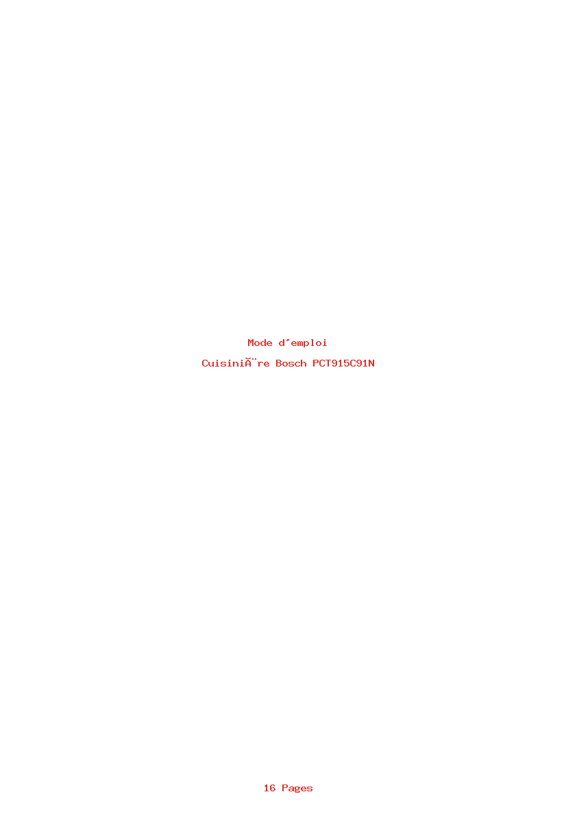 Page 1 de la notice Mode d'emploi Bosch PCT915C91N