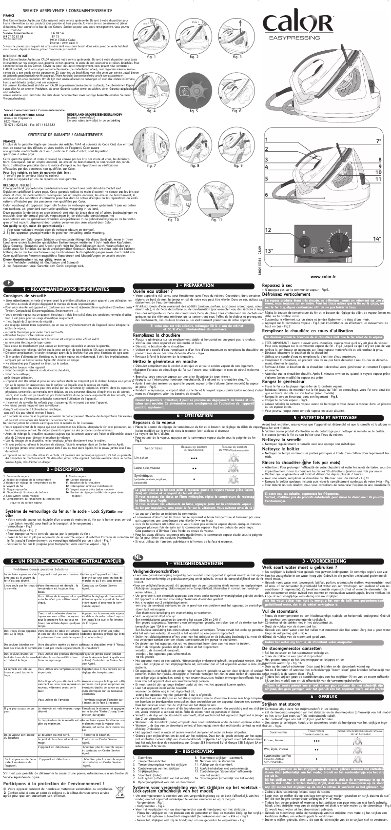Page 1 de la notice Manuel utilisateur Calor GV5220