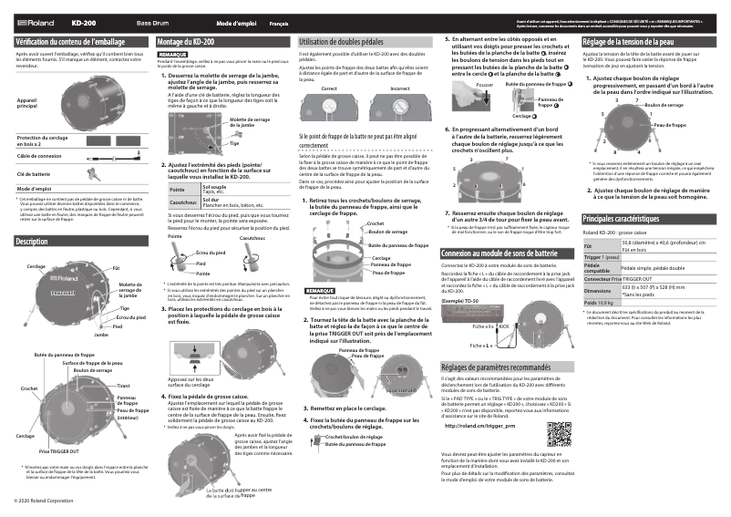 Page 1 de la notice Manuel utilisateur Roland KD-200-MS