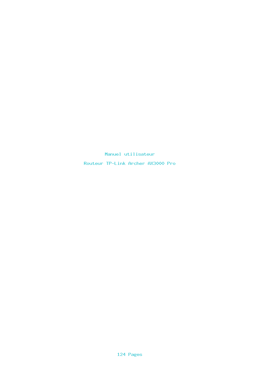Page 1 de la notice Manuel utilisateur TP-Link Archer AX3000 Pro