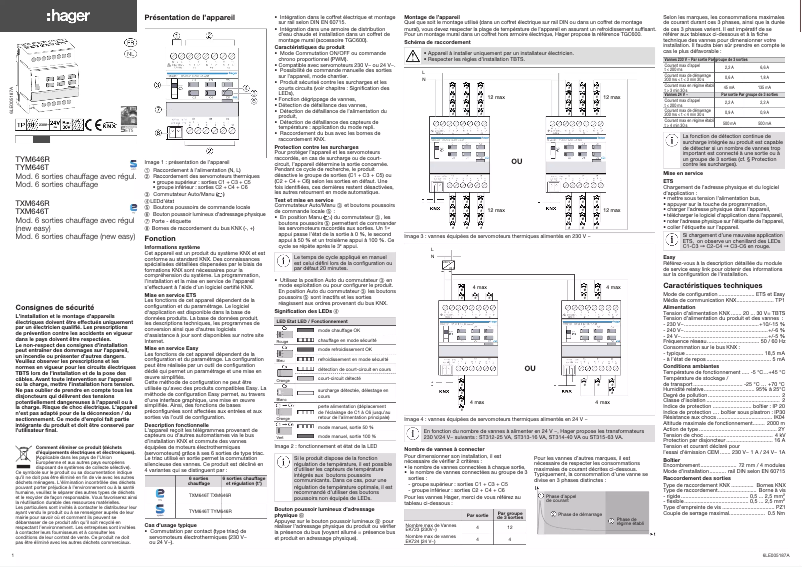 Page 1 de la notice Manuel utilisateur Hager TXM646R