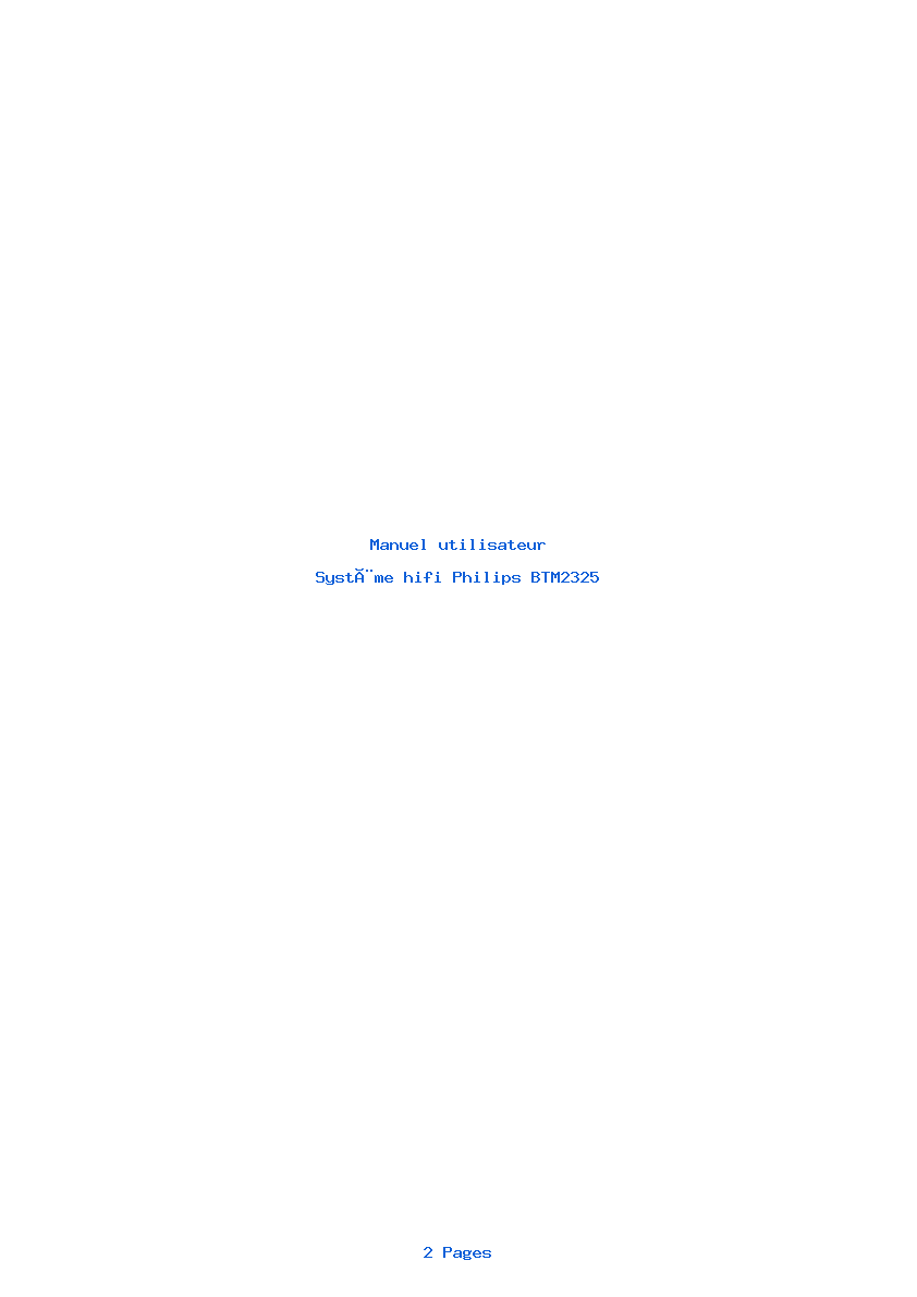 Page 1 de la notice Manuel utilisateur Philips BTM2325